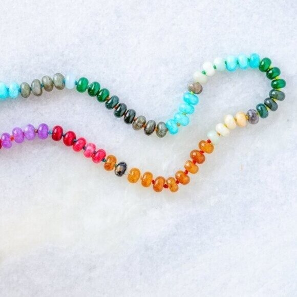 Chunky Beaded Choker waterproof Gold Charm Clasp Colorful Gemstone Necklace CUTE - Picture 11 of 12